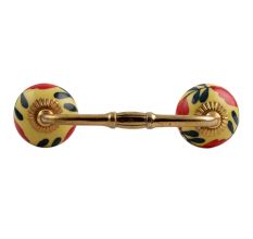 Red Flower Ceramic Bridge Handle