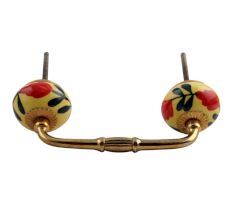 Red Flower Ceramic Bridge Handle