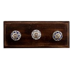Black Blue Drop Ceramic Wooden Hooks