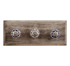 Black Blue Drop Ceramic Wooden Hooks