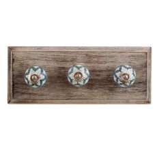 Green Leaves Ceramic Wooden Hooks