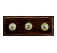 Soft Green Ceramic Wooden Hooks
