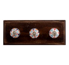 Red Blue Clover Ceramic Wooden Hooks
