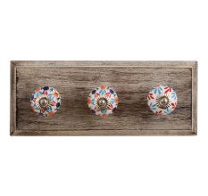 Red Blue Clover Ceramic Wooden Hooks