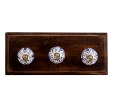 Geoffrey Blue Ceramic Wooden Hooks