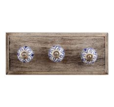 Geoffrey Blue Ceramic Wooden Hooks