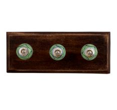 Green Loop Ceramic Wooden Hooks