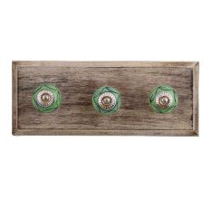 Green Loop Ceramic Wooden Hooks