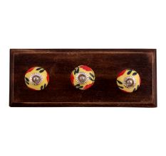 Red Flower Ceramic Wooden Hooks