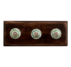 Green Lisianthus Ceramic Wooden Hooks
