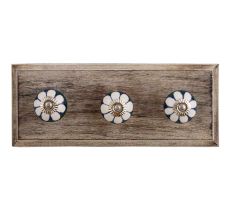Stephanotis Ceramic Wooden Hooks