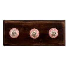 Red Leaf Ceramic Wooden Hooks