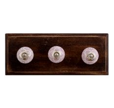 White Plumeria Ceramic Wooden Hooks