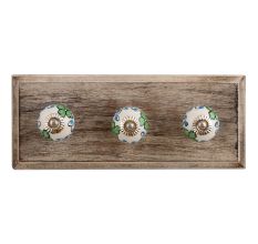 Blue Berry Ceramic Wooden Hooks