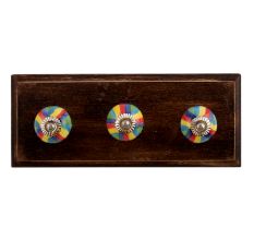 Rangoli Ceramic Wooden Hooks