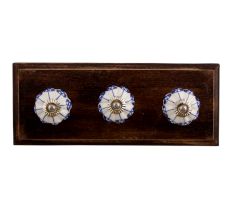 Blue Shamrock Ceramic Wooden Hooks