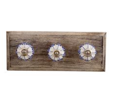 Blue Shamrock Ceramic Wooden Hooks