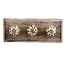 Sunflower Ceramic Wooden Hooks