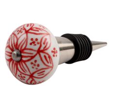 Red Leaf Ceramic Wine Stopper