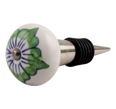 Green Lisianthus Ceramic Wine Stopper