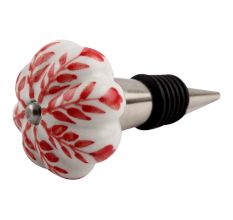 Red Leaf Ceramic Wine Stopper
