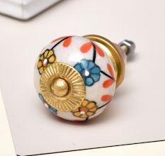 Sea Green Mustard Sunflower Ceramic Knob
