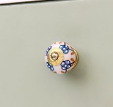 Sea Green Slate Blue Tiny Ceramic Knob