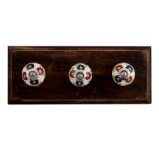 Blue Red Sunflower Ceramic Wooden Hooks