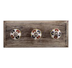 Blue Red Sunflower Ceramic Wooden Hooks