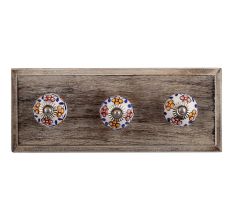Mustard Red Tiny Ceramic Wooden Hooks