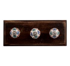 Sea Green Slate Blue Tiny Ceramic Wooden Hooks