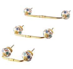 Sea Green Slate Blue Tiny Ceramic Bridge Handle