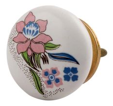 Multicolor Rose Ceramic Flat Cabinet Knob Online 