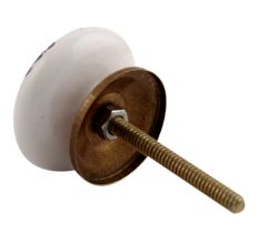 White Base Black Baby Flat Ceramic Drawer Knob
