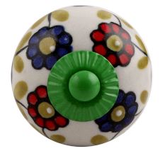 Blue Red Sunflower Green Fitting Ceramic Dresser Knob