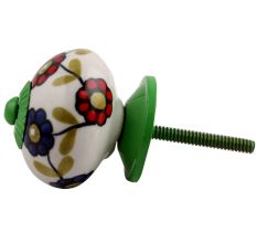 Blue Red Sunflower Green Fitting Ceramic Dresser Knob