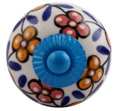 Mustard Red Tiny Turquoise Fitting Ceramic Drawer Knob