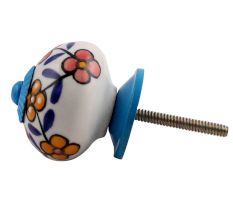 Mustard Red Tiny Turquoise Fitting Ceramic Drawer Knob