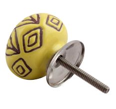 Brown Amarylis Floral Etched Ceramic Drawer Knob