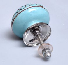 Sea Green Brown Leaf Flower Etched Ceramic Knob Online