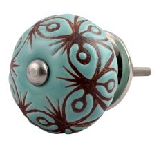 Sea Green Etched Ceramic Floral Cabinet Knob Online