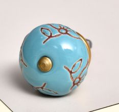 Calla Lily Brown Etched Ceramic Drawer Knob