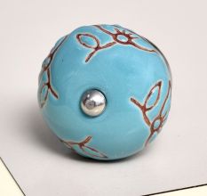 Calla Lily Brown Etched Ceramic Drawer Knob