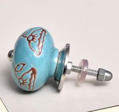 Calla Lily Brown Etched Ceramic Drawer Knob