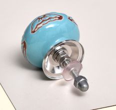 Calla Lily Brown Etched Ceramic Drawer Knob