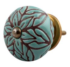 Amarylis Floral Etched Ceramic Cabinet Knob Online
