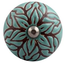 Amarylis Floral Etched Ceramic Cabinet Knob Online