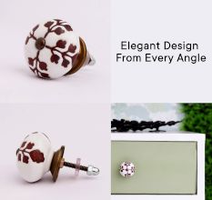 Brown Leaf Cut Flower Etched Ceramic Drawer Knob