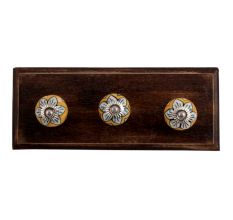 Mustard Flower Ceramic Wooden Hooks