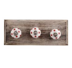 Red Star Ceramic Wooden Hooks